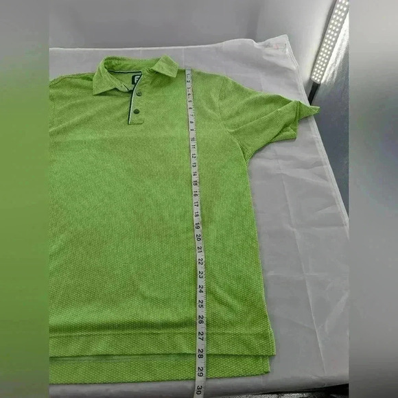 Footjoy FJ Men's Golf Polo Green Geometric Stretch Golf Polo Shirt Medium - Picture 7 of 14